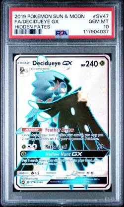 Pokemon Full Art Holo Shiny Decidueye GX SV47/SV94 PSA 10 GEM MINT Hidden Fates - Image 1