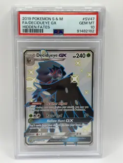 2019 Pokemon Sun & Moon SV47 Decidueye GX Hidden Fates PSA 10 Gem Mint - Image 1