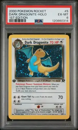 Pokemon Dark Dragonite Holo 2000 Team Rocket 1st Edition #5 PSA 6 EX-MT - Image 1