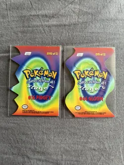 Pokemon Topps Series 2 Pidgey EV10 and Gloom EV5 Die-Cut Cards White Logo - Image 2