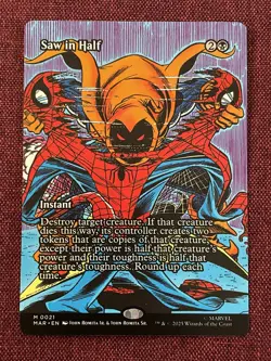 Saw in Half FULL ART NM/M MTG Spiderman Magic Card - Image 1