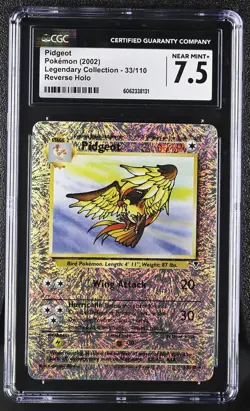 CGC 7.5 Pidgeot 2002 Legendary Collection 33/110 Reverse Holo Pokemon Card - Image 1
