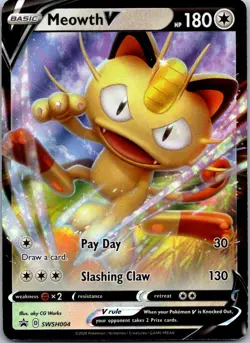 Meowth V Promo SWSH: Sword & Shield Promo Cards SWSH004 NM - Image 1
