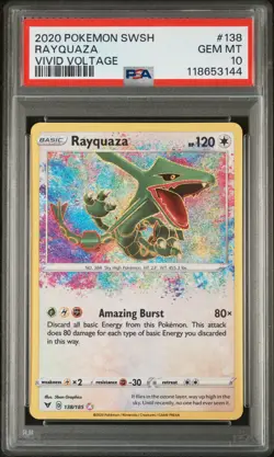 !!!PSA 10!!! Rayquaza 138/185 Pokemon Sword & Shield: Vivid Voltage Amazing Rare - Image 1