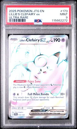 2025 POKEMON JTG EN-JOURNEY TOGETHER ULTRA RARE #173 LILLIE'S CLEFAIRY EX PSA 9 - Image 1