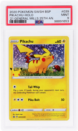 2020 Pokemon Sword and Shield Black Star Promo Pikachu PSA 9 - Image 1