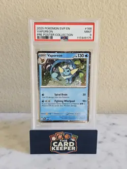 2025 POKEMON SVP EN-SV BLACK STAR PROMO #168 VAPOREON PSA 9 - Image 1