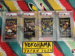 Set of 4 PSA 9 MINT Shining Fates Booster Pack Foil Pokemon TCG 2021 Charizard - Image 1