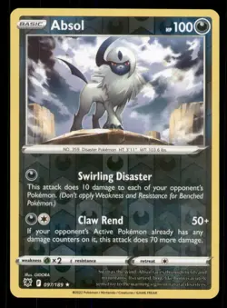 Absol SWSH10: Astral Radiance #097/189 Rare Reverse Holo Pokemon LP - Image 1