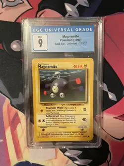1999 Pokemon TCG Base Set Unlimited Magnemite Common 53/102 Graded CGC Mint 9 - Image 1