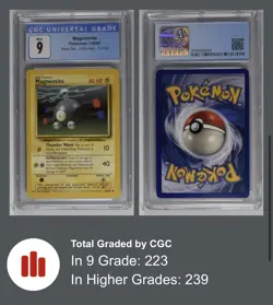 1999 Pokemon TCG Base Set Unlimited Magnemite Common 53/102 Graded CGC Mint 9 - Image 3