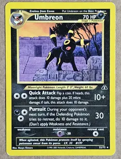 Umbreon Neo Discovery Non-Holo Rare Pokemon Vintage Nintendo TCG 32/75 - Image 1