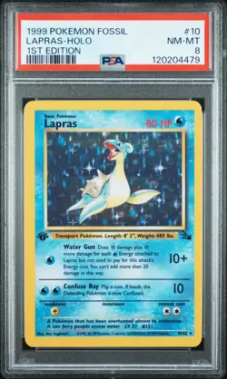1999 POKEMON FOSSIL #10 LAPRAS-HOLO 1ST EDITION PSA 8 NM-MINT - Image 1