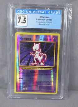 2016 Pokemon #51/108 Mewtwo Evolutions Reverse Holo Card Graded CGC 7.5 NM+ - Image 2
