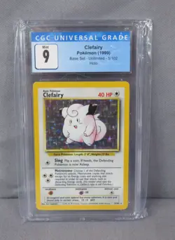 1999 Pokemon #5/102 Clefairy Base Unlimited Holo Card Graded CGC 9 Mint - Image 2