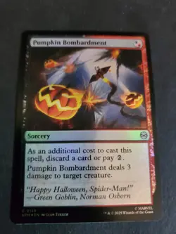 NM Foil Pumpkin Bombardment, MTG, Marvel's Spider-Man, Magic the Gathering, 139 - Image 1