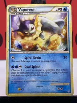 Vaporeon 52/95 Call of Legends Pokemon TCG Regular Uncommon 2011 MP - Image 3