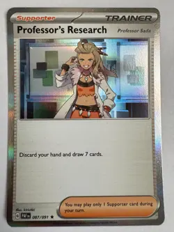 Professor’s Research 087/091 Holo Rare Scarlet & Violet Paldean Fates Pokemon NM - Image 1