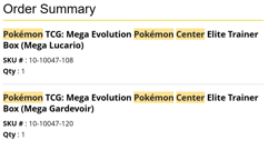 *CONFIRMED PREORDER* POKEMON MEGA EVOLUTION ETB'S Pokemon Center Both ETBs - Image 2