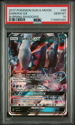 2017 Pokemon Burning Shadows #88 DARKRAI GX: PSA 10 Gem Mint - Image 1