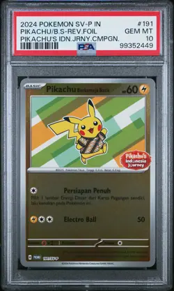 2024 POKEMON INDONESIAN SV-P PROMO #191 PIKACHU IN BATIK SHIRT PSA 10 - Image 1