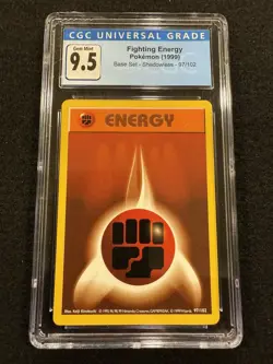 Pokemon Fighting Energy 97/102 from Base Set Shadowless in a CGC 9.5 (now 10)! - Image 1