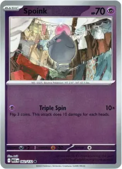 Spoink (Reverse Holo) 062/132 - Mega Evolution - Pokemon - NM/M Ships Now - Image 1