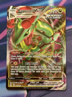 Pokemon TCG Rayquaza VMAX HoloFull Art Rare Card Evolving Skies 111/203 NM - Image 1