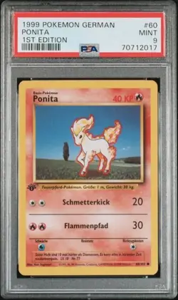 TCG 1999 Pokemon PONITA German 1ST Edition Card # 60 Graded PSA 9 Mint - Image 1