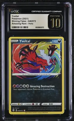 Yveltal CGC 10 PRISTINE - Amazing Rare Holo 046/072 - Shining Fates Pokemon Card - Image 1