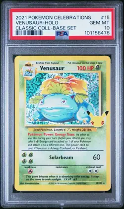 PSA 10 Venusaur #15 Pokemon: Celebrations Classic Collection Graded Card - Image 1