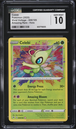 CGC 10 GEM MINT Celebi 009/185 Vivid Voltage Amazing Rare English Pokemon Card - Image 1