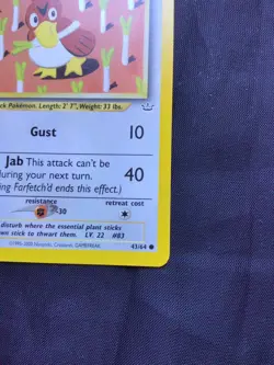 Pokemon Cards: 1st Edition Neo Revelation Common: Farfetch'd 43/64 - Image 4