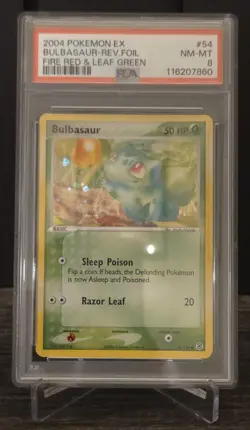 Bulbasaur 54 Fire Red & Leaf Green Reverse Holo PSA 8 2004 Pokemon Card Game - Image 1