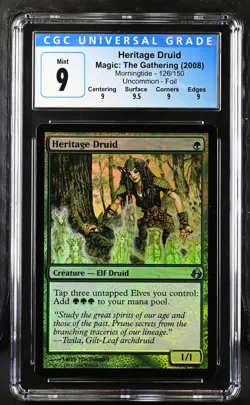 HERITAGE DRUID Morningtide Foil U CGC 9 Q+ MTG [Nostalgium] - Image 1