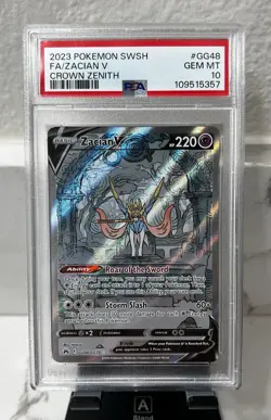 2023 Pokemon SWSH Crown Zenith #GG48 Zacian V Fa PSA 10 GEM MINT - Image 1
