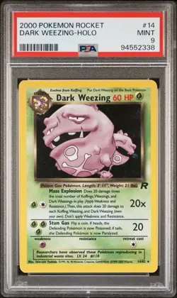 2000 Pokemon Team Rocket #14 Dark Weezing Holo PSA 9 - Image 1