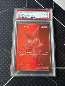 2025 POKEMON WHT EN-WHITE FLARE BLACK WHITE RARE #172 VICTINI PSA 10 - Image 1