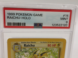 1999 POKEMON GAME Trading Card RAICHU -HOLO #14/102 graded slab PSA MINT 9 - Image 2