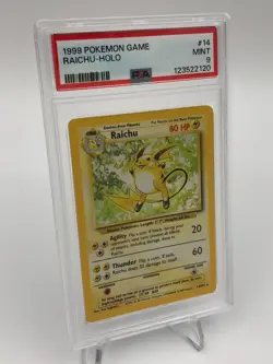 1999 POKEMON GAME Trading Card RAICHU -HOLO #14/102 graded slab PSA MINT 9 - Image 5