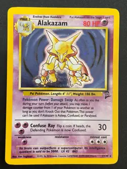 Alakazam 1/130 Holo Rare WotC Card Pokemon Base Set 2 - Image 1