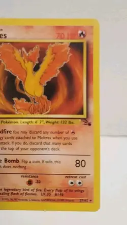 Moltres 27/62 Fossil Unlimited Non Holo Rare WotC 1999 Vintage Pokemon TCG Card - Image 5