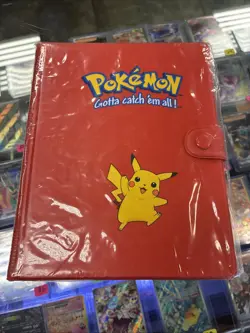 Vintage 1999 Pokemon Pikachu Red Binder TCG Album Snap 30 Page Card Holder - Image 1