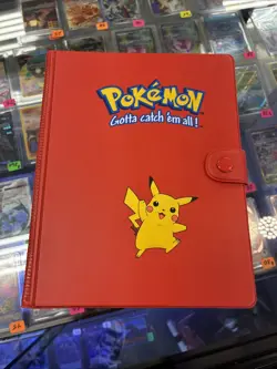 Vintage 1999 Pokemon Pikachu Red Binder TCG Album Snap 30 Page Card Holder - Image 5