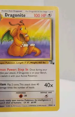 DRAGONITE 19/62 FOSSIL 1ST EDITION RARE NON HOLO - POKEMON TCG NM - Image 5