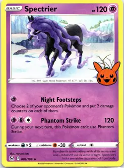 Pokemon - Spectrier - 081/196 - Trick Or Trade - NM Holo - Image 1