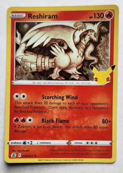 Reshiram 002/025 Celebrations Holo - Pokemon TCG 25th Anniversary MINT - Image 1
