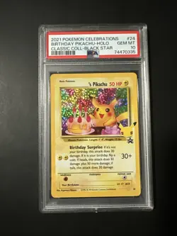 2021 Pokemon Celebrations Birthday Pikachu #24 PSA 10 GEM MINT - Image 1