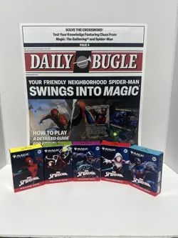 Magic the Gathering Spider Man Welcome Decks & 2 Daily Bugle newspaper playmats - Image 1