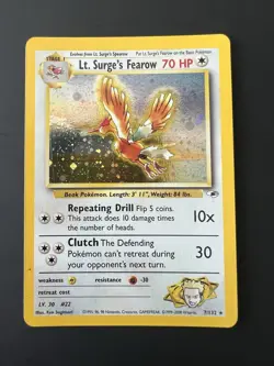 Lt. Surge's Fearow - 7/132 - Pokemon Gym Heroes Unlimited Holo Rare Card WOTC LP - Image 1